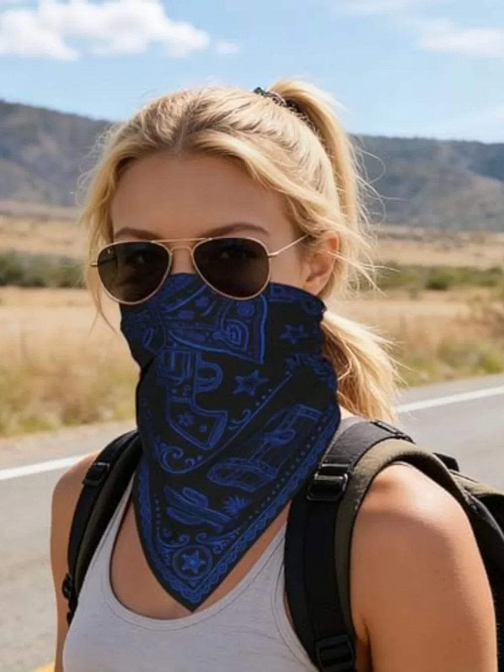 Western Skull Head Scarf Like Silk Satin Headscarf 22